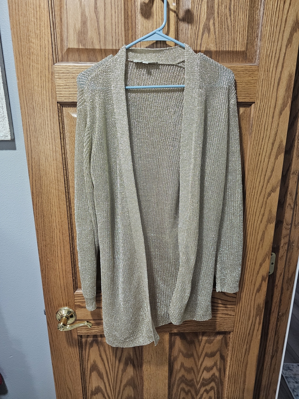 Metallic Open-Front Women's Cardigan Sweater - Gold